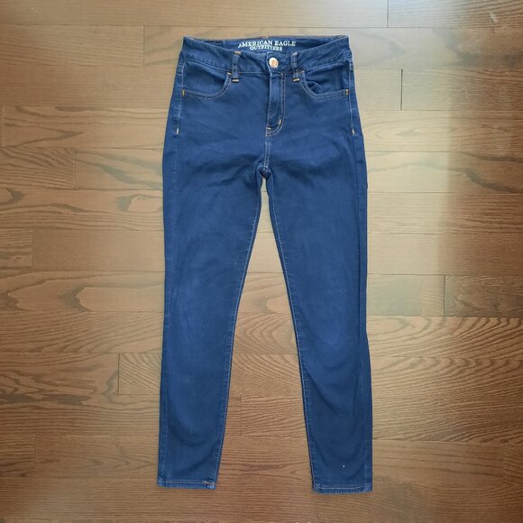 American Eagle Outfitters Super Super Stretch High-Rise Crop Dark Jean Jegging - Picture 1 of 8